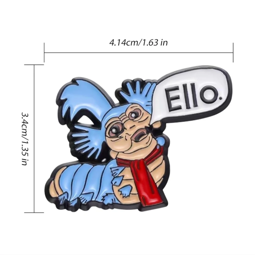 Labyrinth Worm Enamel Pin - Blue and Red